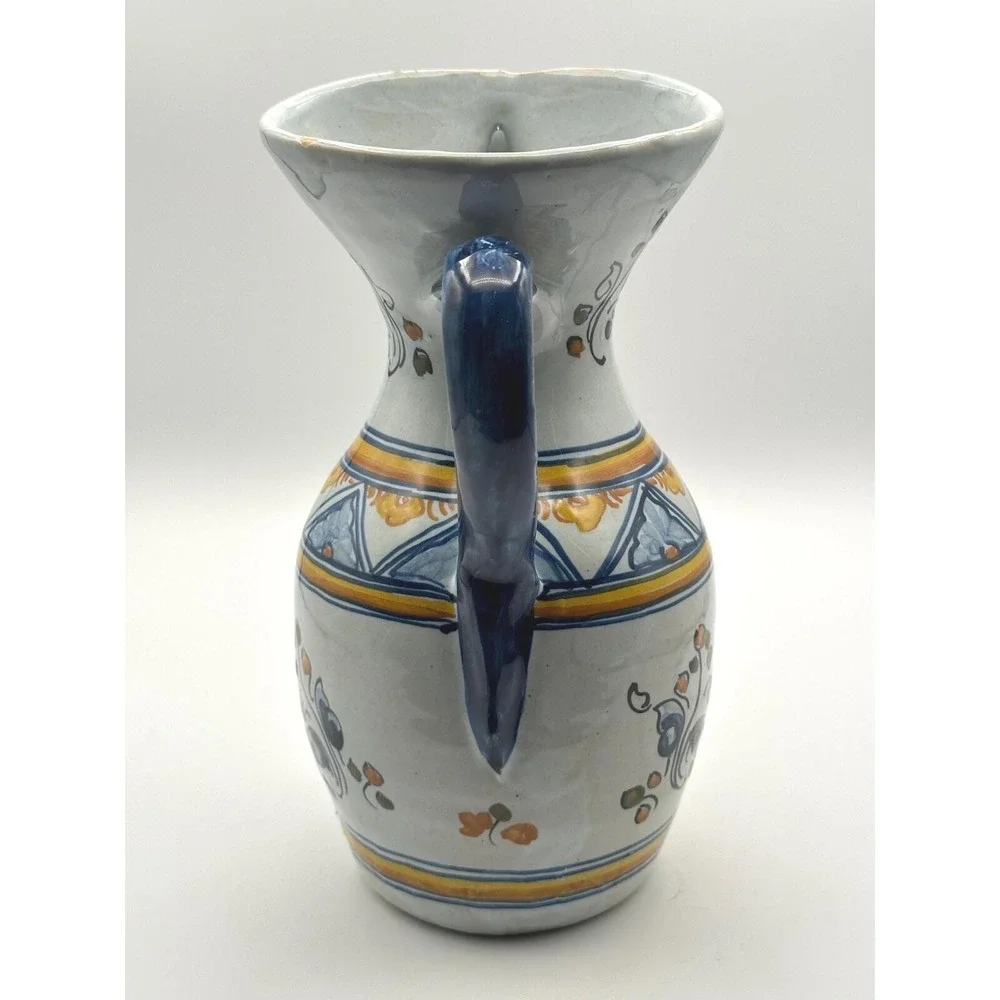 Vintage Hand-Painted Mexican Talavera Pottery Pitcher